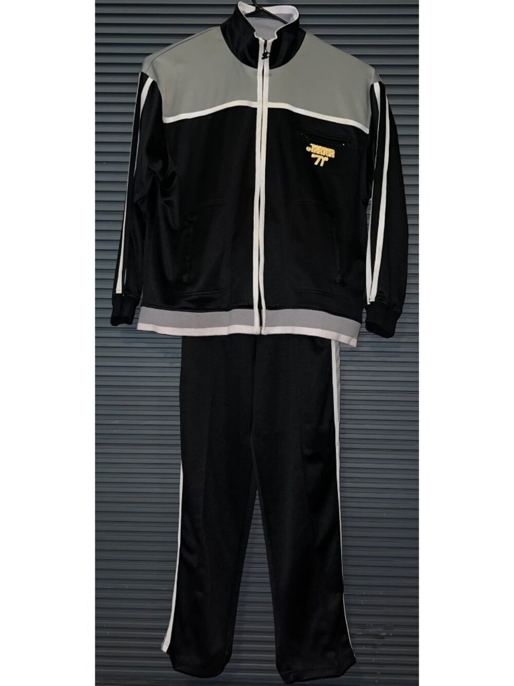Vintage Starter Mens Black Gray Tracksuit XL Full-Zip Jacket & Pants Polyester